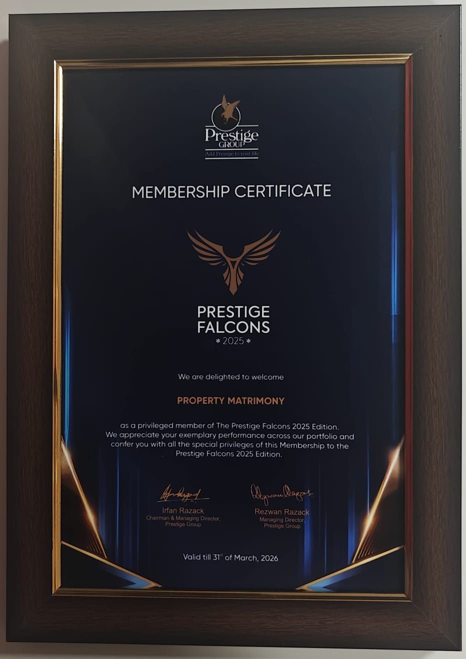 Property Matrimony award recognition 20